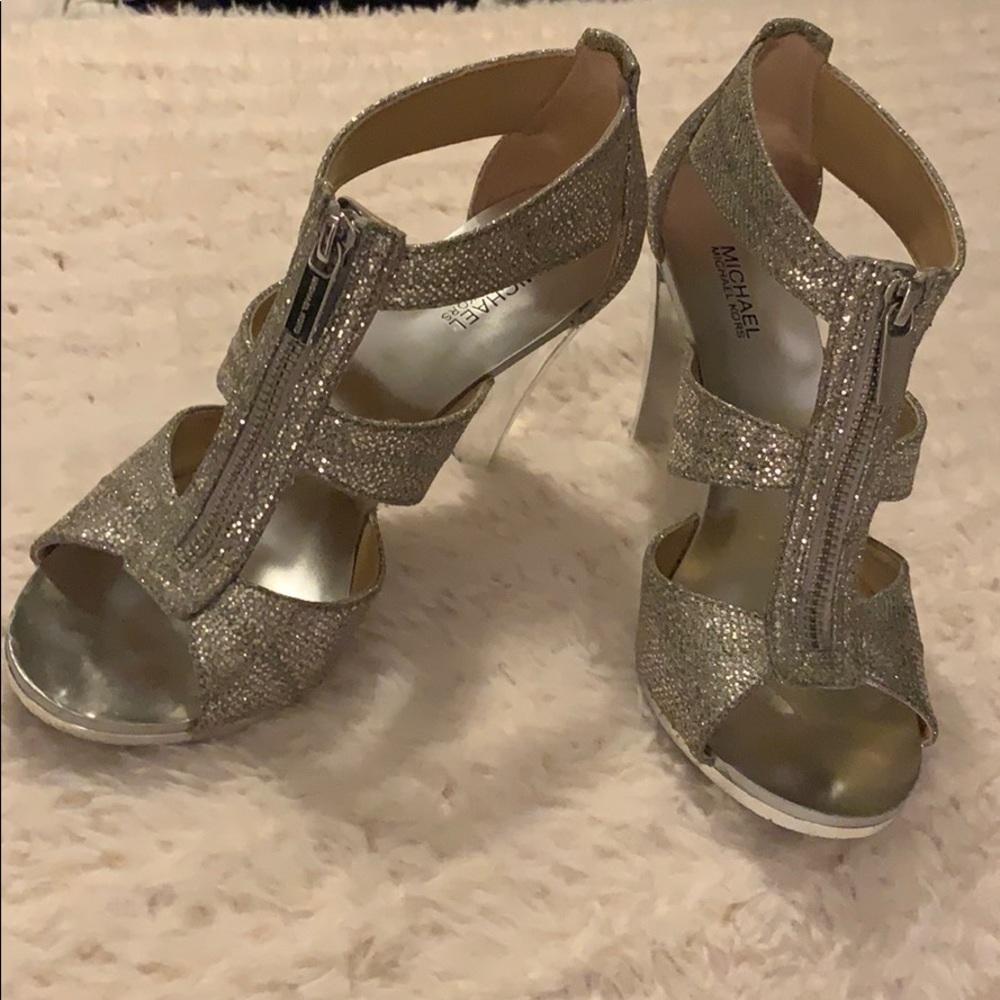 Michael Kors silver sparkle shoes heels